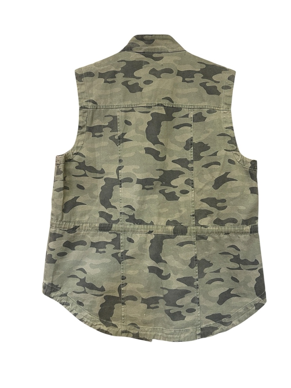 Mud Pie Camo Utility Vest Snap Button Drawstring Waist Size Medium - Picture 2 of 9